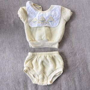 Vintage Small Steps Baby Outfit Yellow Top and Bloomers Size 3 6 Months 80s 90s